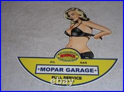 Vintage Chrysler Mopar Full Service Garage Woman 12 Metal Car Gasoline Oil Sign