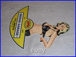 Vintage Chrysler Mopar Full Service Garage Woman 12 Metal Car Gasoline Oil Sign