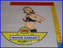 Vintage Chrysler Mopar Full Service Garage Woman 12 Metal Car Gasoline Oil Sign
