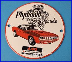 Vintage Chrysler Plymouth Barracuda Sign Automobile Gas Pump Porcelain Sign