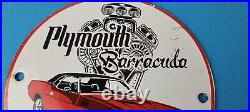 Vintage Chrysler Plymouth Barracuda Sign Automobile Gas Pump Porcelain Sign