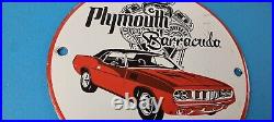 Vintage Chrysler Plymouth Barracuda Sign Automobile Gas Pump Porcelain Sign