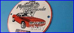 Vintage Chrysler Plymouth Barracuda Sign Automobile Gas Pump Porcelain Sign