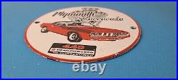 Vintage Chrysler Plymouth Barracuda Sign Automobile Gas Pump Porcelain Sign