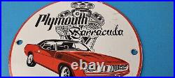 Vintage Chrysler Plymouth Barracuda Sign Automobile Gas Pump Porcelain Sign