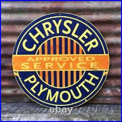 Vintage Chrysler Plymouth Gas Station Sign Metal Car Auto Garage Oil 24 Inch