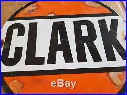 Vintage Clark Porcelain Sign Oil Gas Station pump plate Farm old car truck bus