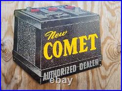 Vintage Comet Sign Automobile Advertising Metal Parts Battery Service Gas & Oil