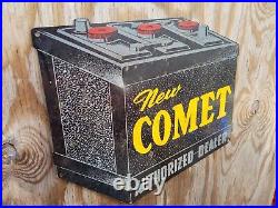 Vintage Comet Sign Automobile Advertising Metal Parts Battery Service Gas & Oil
