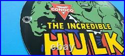 Vintage Conoco Gasoline Porcelain The Hulk Comic Ntane Service Station Auto Sign