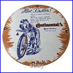 Vintage Continental Porcelain Sign Auto Car & Bike Tires Gas Pump Sign