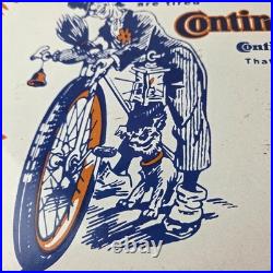 Vintage Continental Porcelain Sign Auto Car & Bike Tires Gas Pump Sign