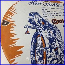 Vintage Continental Porcelain Sign Auto Car & Bike Tires Gas Pump Sign