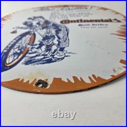 Vintage Continental Porcelain Sign Auto Car & Bike Tires Gas Pump Sign