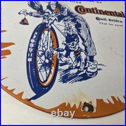 Vintage Continental Porcelain Sign Auto Car & Bike Tires Gas Pump Sign