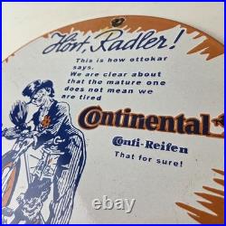 Vintage Continental Porcelain Sign Auto Car & Bike Tires Gas Pump Sign