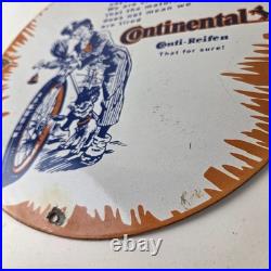 Vintage Continental Porcelain Sign Auto Car & Bike Tires Gas Pump Sign