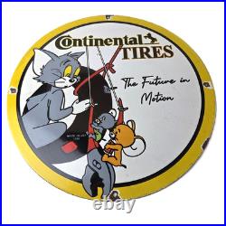 Vintage Continental Porcelain Sign Auto Car Tires Gas Pump Sign