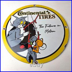 Vintage Continental Porcelain Sign Auto Car Tires Gas Pump Sign
