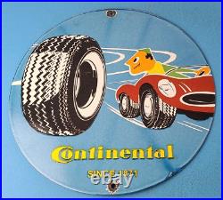 Vintage Continental Tires Porcelain Service Station Auto Gas Pump Plate Sign
