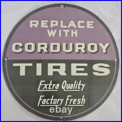 Vintage Corduroy Tires Porcelain Sign Unique Collectible for Auto Enthusiasts