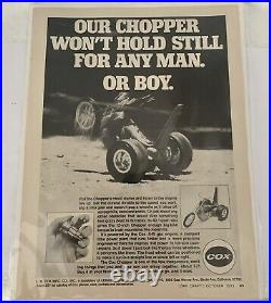 Vintage Cox Chopper Trike Car Engine Thimble Drome Motorcycle 1970s & Advert