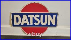 Vintage DATSUN Dealer Advertising Sign 1970s 1980s Nissan Garage Metal Car Sign