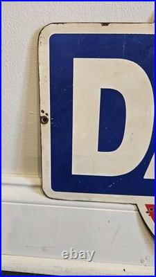 Vintage DATSUN Dealer Advertising Sign 1970s 1980s Nissan Garage Metal Car Sign