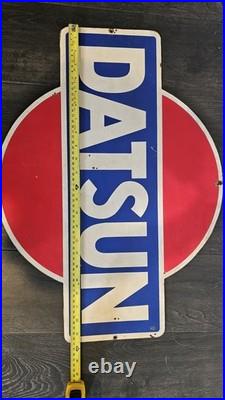 Vintage DATSUN Dealer Advertising Sign 1970s 1980s Nissan Garage Metal Car Sign