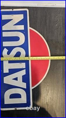 Vintage DATSUN Dealer Advertising Sign 1970s 1980s Nissan Garage Metal Car Sign