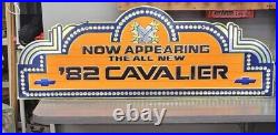 Vintage DETROIT AUTO SHOW 1982 Chevy Cavalier 42 Marquee Foil Sign Advertising