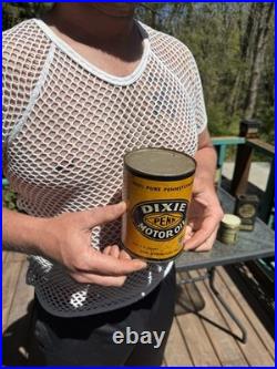 Vintage DIXIE Penn motor oil metal Can gas Auto oil Rare! 1 quart
