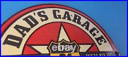 Vintage Dad's Garage Porcelain Mechanic Full Service Automobile Gas Station Sign