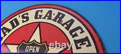 Vintage Dad's Garage Porcelain Mechanic Full Service Automobile Gas Station Sign