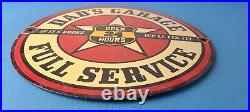 Vintage Dad's Garage Porcelain Mechanic Full Service Automobile Gas Station Sign