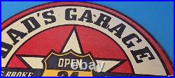 Vintage Dad's Garage Porcelain Mechanic Full Service Automobile Gas Station Sign