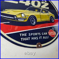 Vintage Datsun Sign 240Z Automobile Gas Station Dealer Porcelain Sign