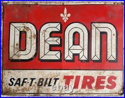 Vintage Dean Saf-T-Bilt Tires 3x4' Sign Car Auto Gas Oil Single Sided