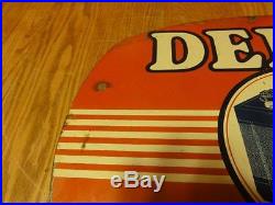 Vintage Delco Batteries Double Sided Sign AC GM Chevrolet Gas Oil