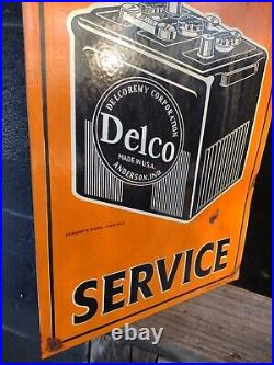 Vintage Delco Batteries Porcelain Advertising Dealership Auto Service Sign