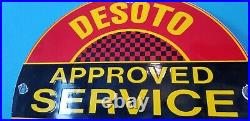 Vintage Desoto Plymouth Porcelain Gas Service Station Automobile Pump Plate Sign
