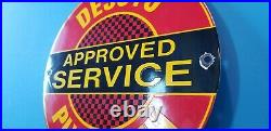 Vintage Desoto Plymouth Porcelain Gas Service Station Automobile Pump Plate Sign