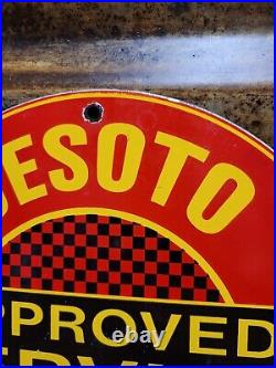 Vintage Desoto Plymouth Porcelain Sign Automobile Car Dealer Sales Gas Service