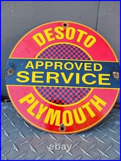 Vintage Desoto Plymouth Porcelain Sign Old Automobile Advertising Car 12 Gas Oil
