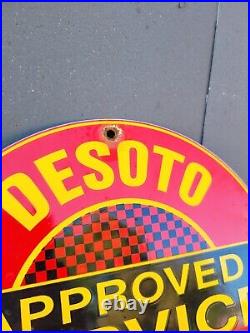 Vintage Desoto Plymouth Porcelain Sign Old Automobile Advertising Car 12 Gas Oil