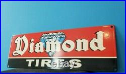 Vintage Diamond Tires Porcelain Gas Automobile Car Service Station Garage Sign