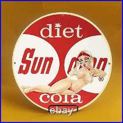 Vintage Diet Cola Gasoline Porcelain Gas Service Station Auto Pump Plate Sign