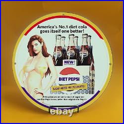 Vintage Diet Pepsi Gasoline Porcelain Gas Service Station Auto Pump Plate Sign
