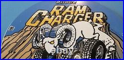 Vintage Dodge Automobiles Porcelain Gas Service Sales Chrysler Ram Charger Sign