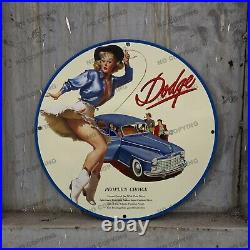 Vintage Dodge Blue Car Porcelain Service Gas Pump Station Man Cave Sign 12'